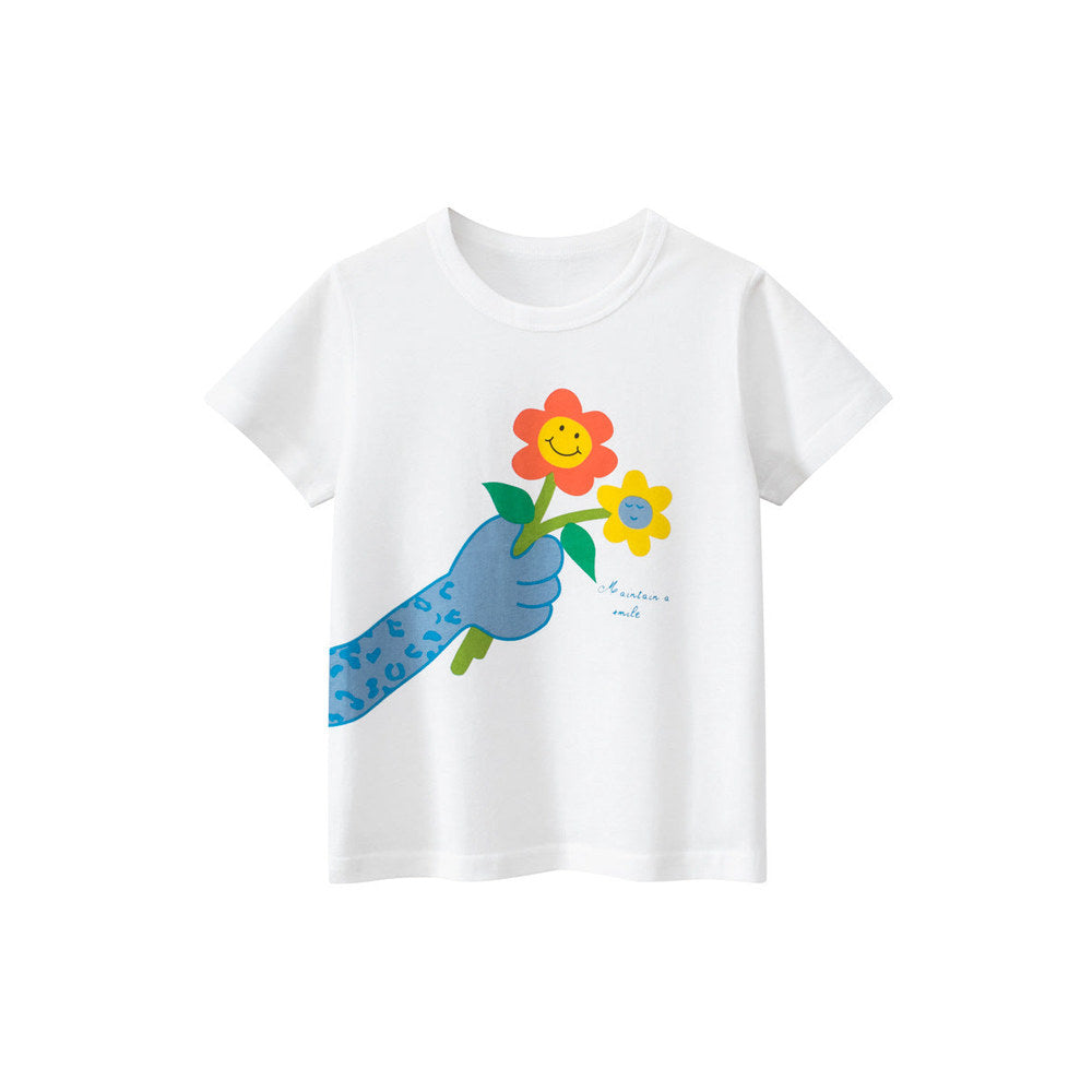 MyKids-USA® Flowers Cartoon Print Girls’ T-Shirt In European And American Style