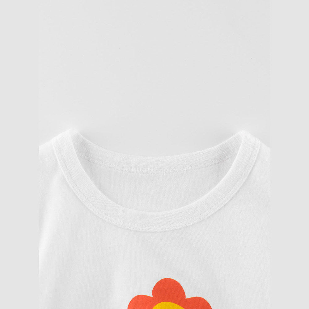 MyKids-USA® Flowers Cartoon Print Girls’ T-Shirt In European And American Style