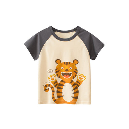 MyKids-USA® Boys’ Cartoon Animals Pattern T-Shirt In European And American Style