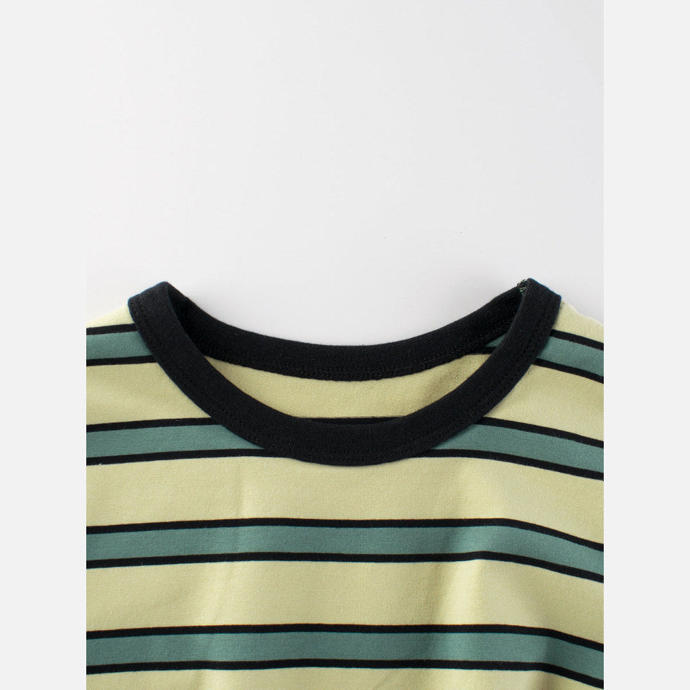 MyKids-USA® Boys’ Striped Pattern Casual T-Shirt In European And American Style