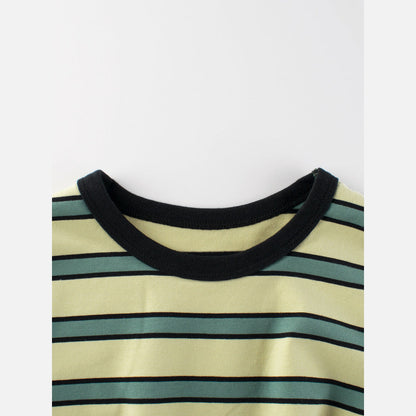 MyKids-USA® Boys’ Striped Pattern Casual T-Shirt In European And American Style