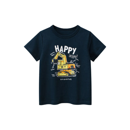MyKids-USA® Boys’ Cartoon Digger Pattern T-Shirt In European And American Style