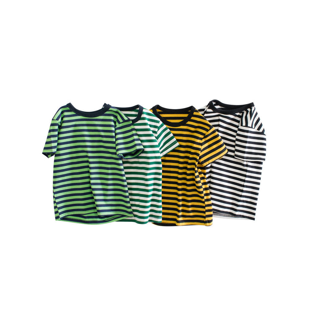 MyKids-USA® Boys’ Striped Pattern Casual T-Shirt In European And American Style