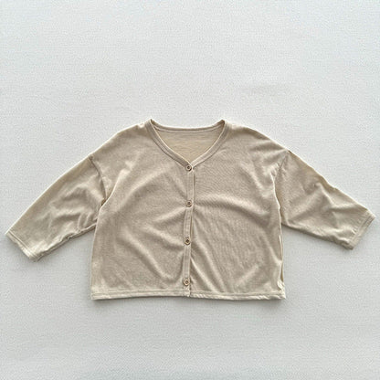 MyKids-USA® Kids Unisex Minimalist And Versatile Single Breasted Children’s Thin Cardigan Shirt