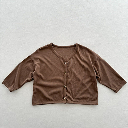 MyKids-USA® Kids Unisex Minimalist And Versatile Single Breasted Children’s Thin Cardigan Shirt