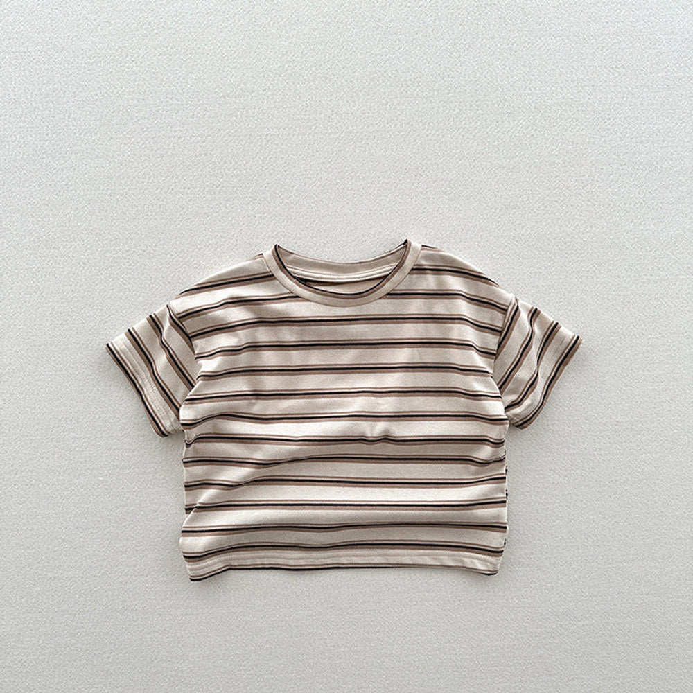 MyKids-USA® Summer Arrival Kids Unisex Soft Comfortable Short Sleeves Striped Thin Top Casual T-Shirt