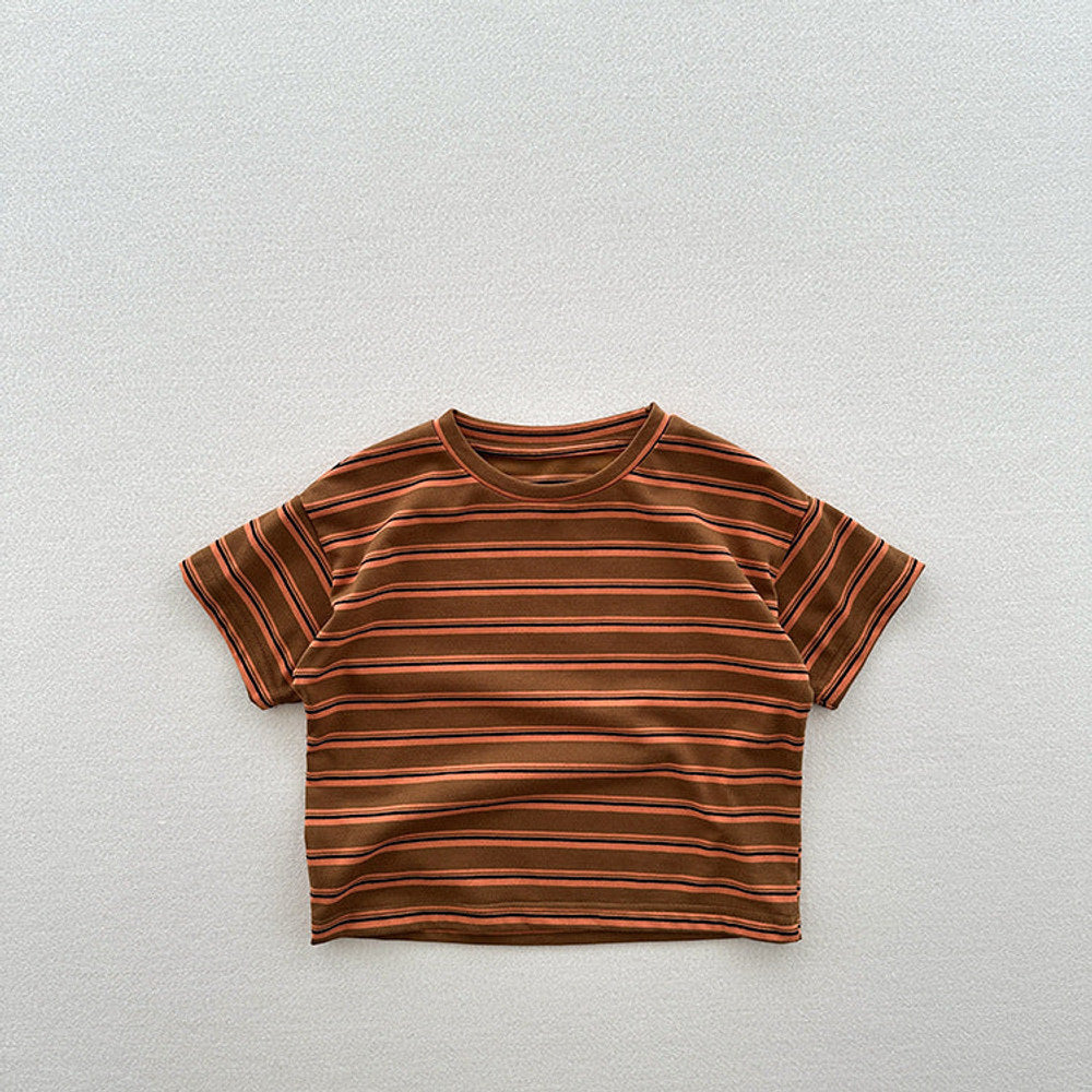MyKids-USA® Summer Arrival Kids Unisex Soft Comfortable Short Sleeves Striped Thin Top Casual T-Shirt