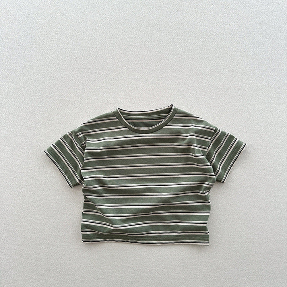 MyKids-USA® Summer Arrival Kids Unisex Soft Comfortable Short Sleeves Striped Thin Top Casual T-Shirt