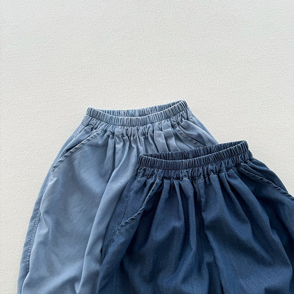 MyKids-USA® Modern Casual Unisex Blue Denim Elastic Waistband Lantern Pants