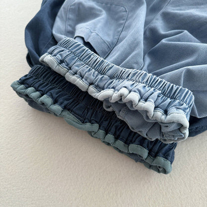 MyKids-USA® Modern Casual Unisex Blue Denim Elastic Waistband Lantern Pants