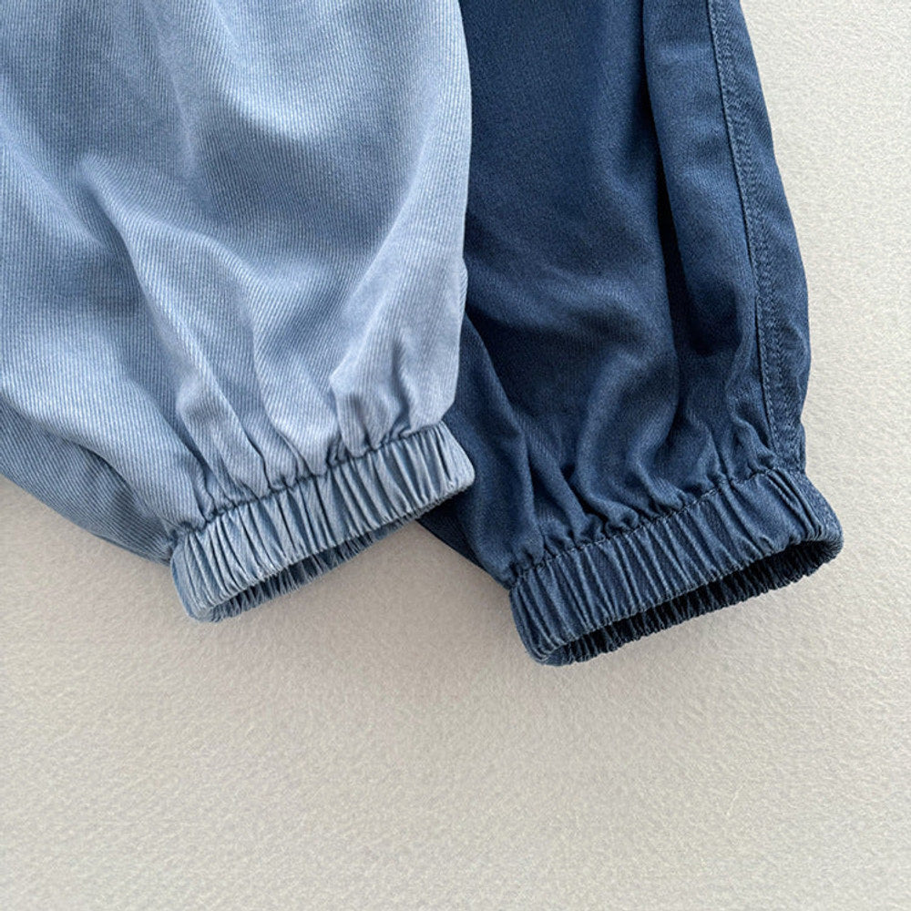 MyKids-USA® Modern Casual Unisex Blue Denim Elastic Waistband Lantern Pants