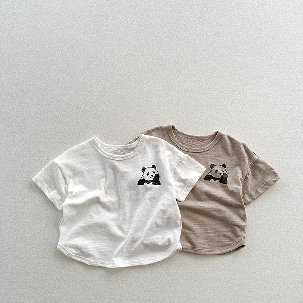 Summer Arrival Kids Unisex Soft Comfortable Short Sleeves Panda Logo Top Casual T-Shirt