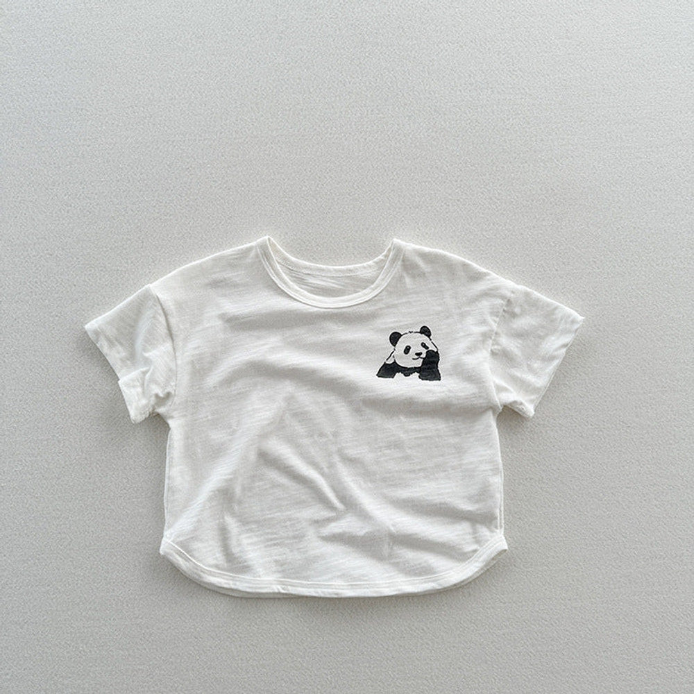 Summer Arrival Kids Unisex Soft Comfortable Short Sleeves Panda Logo Top Casual T-Shirt