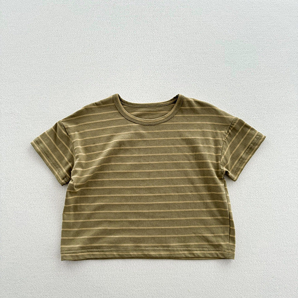 MyKids-USA® Kids Unisex Soft Comfortable Short Sleeves Striped Thin Top Casual T-Shirt
