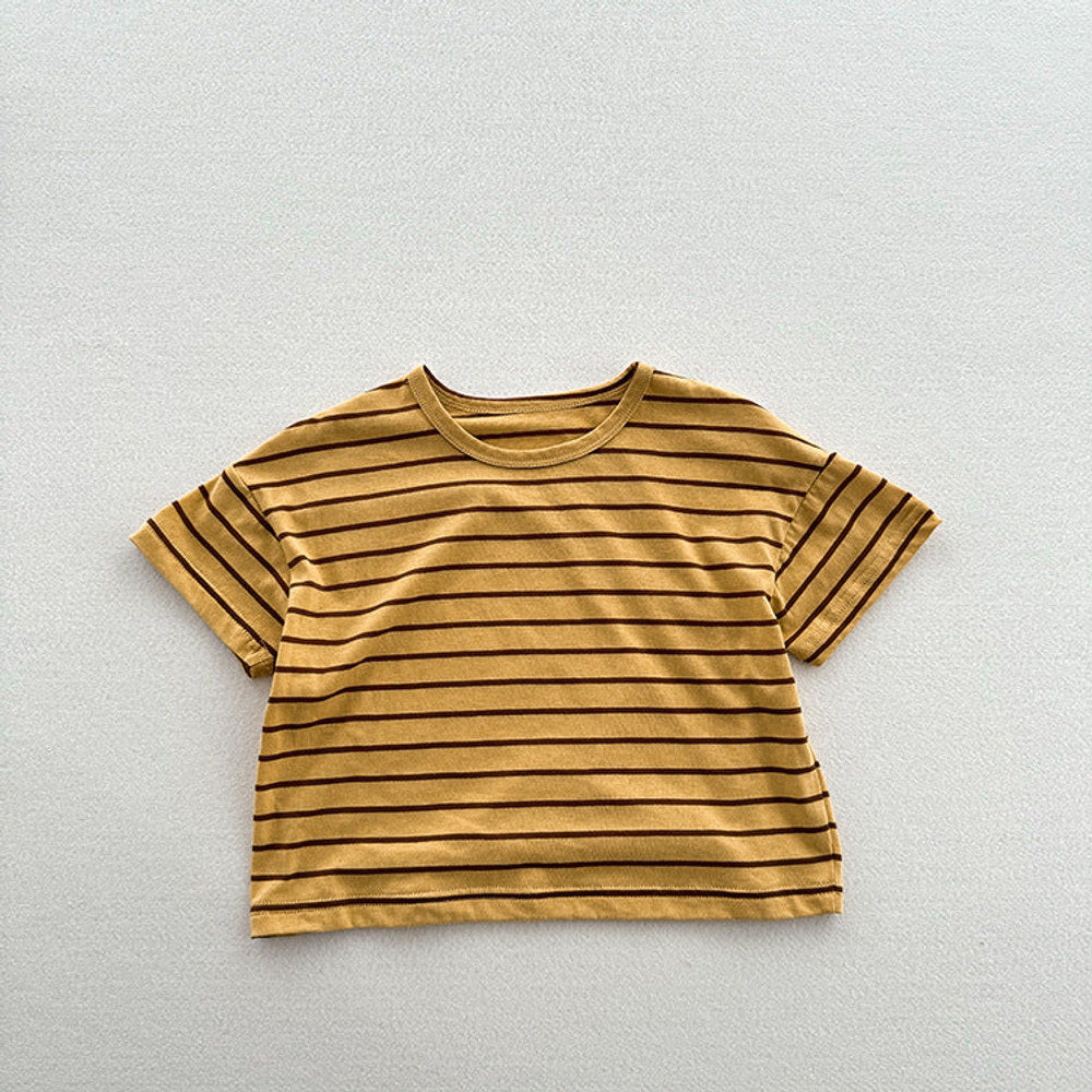 MyKids-USA® Kids Unisex Soft Comfortable Short Sleeves Striped Thin Top Casual T-Shirt