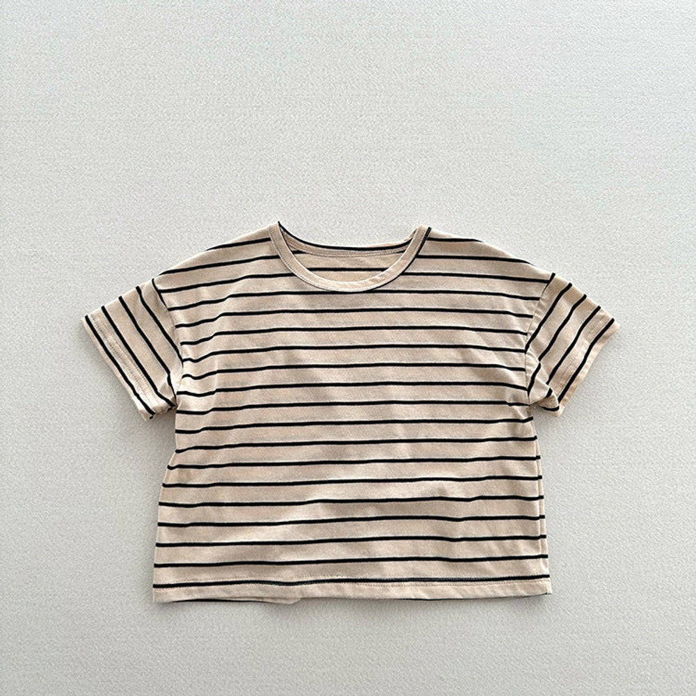 MyKids-USA® Kids Unisex Soft Comfortable Short Sleeves Striped Thin Top Casual T-Shirt