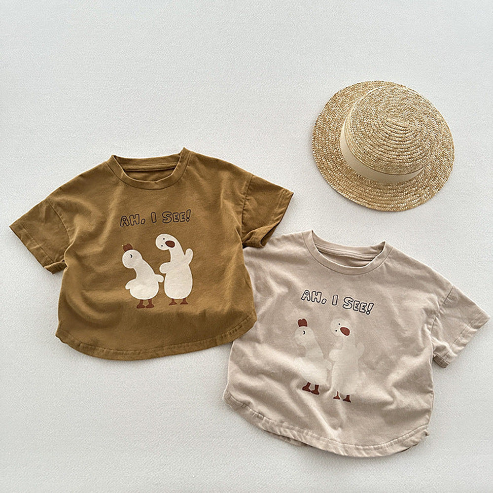 MyKids-USA® Kids Unisex Soft Comfortable Short Sleeves Silly Duck Pattern Top Casual T-Shirt