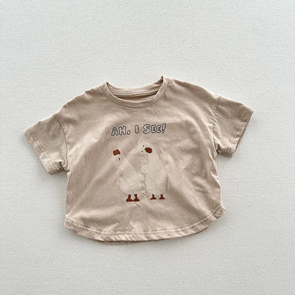 MyKids-USA® Kids Unisex Soft Comfortable Short Sleeves Silly Duck Pattern Top Casual T-Shirt