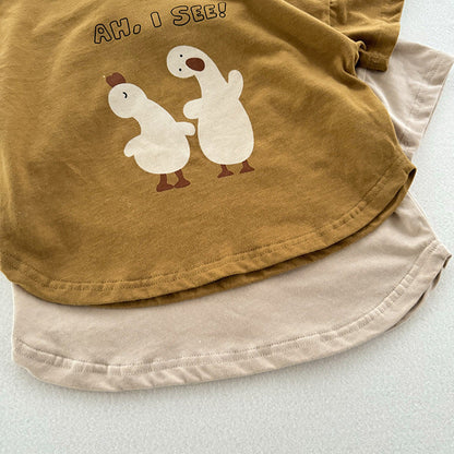 MyKids-USA® Kids Unisex Soft Comfortable Short Sleeves Silly Duck Pattern Top Casual T-Shirt
