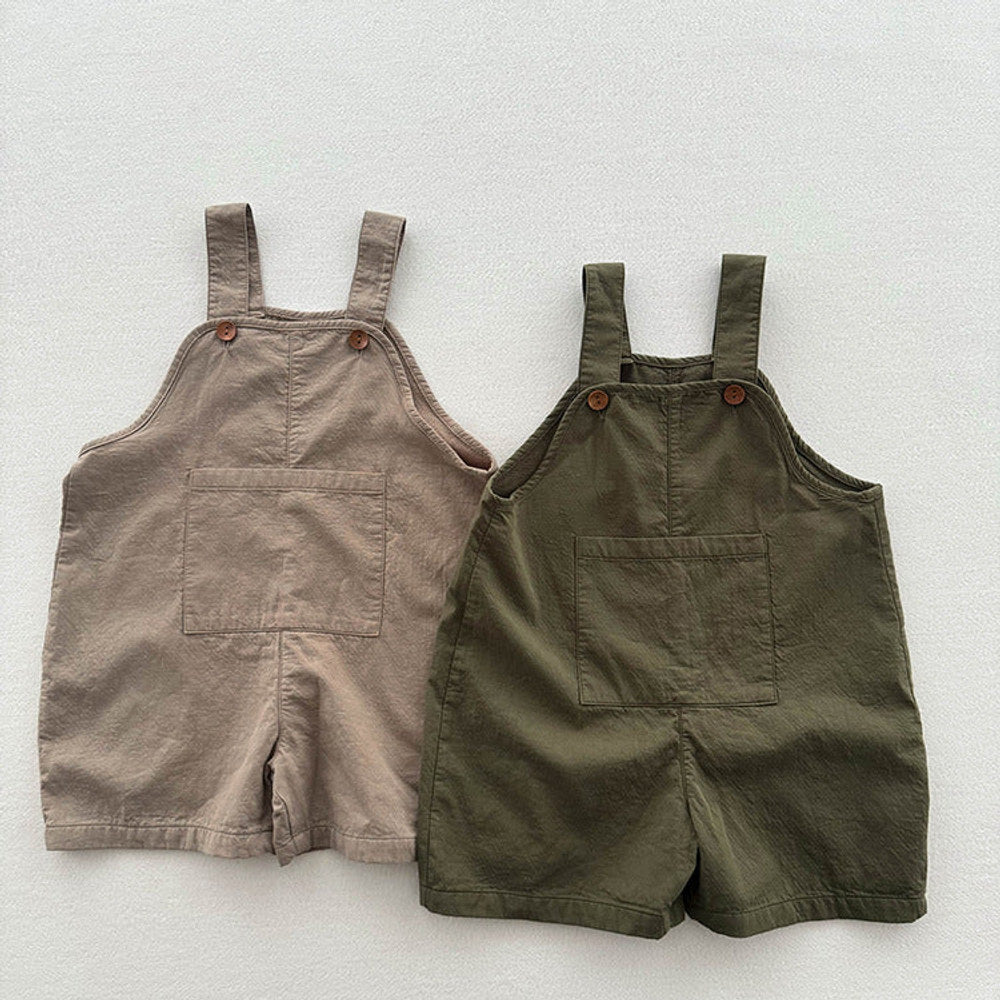 MyKids-USA® Arrival Summer Baby Kids Solid Color Cotton Overalls