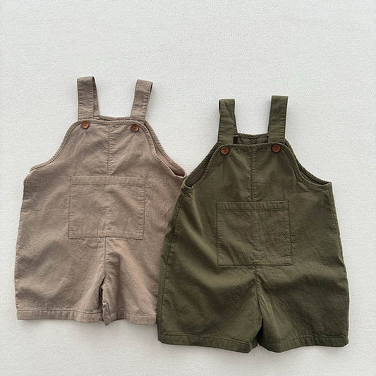 Arrival Summer Baby Kids Solid Color Cotton Overalls