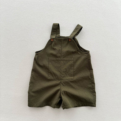 MyKids-USA® Arrival Summer Baby Kids Solid Color Cotton Overalls