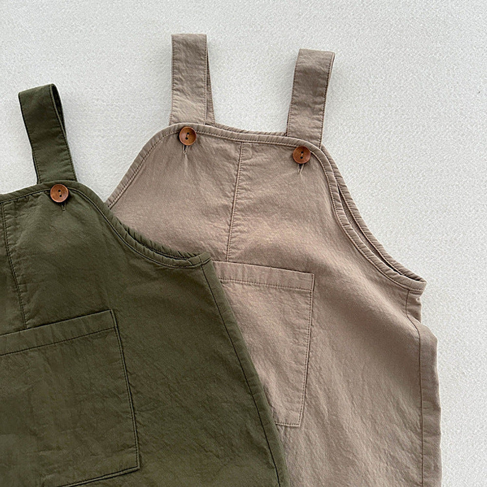 MyKids-USA® Arrival Summer Baby Kids Solid Color Cotton Overalls