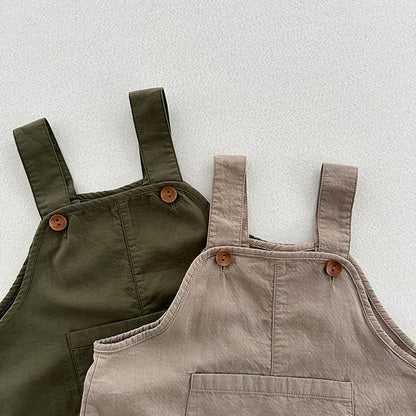 MyKids-USA® Arrival Summer Baby Kids Solid Color Cotton Overalls