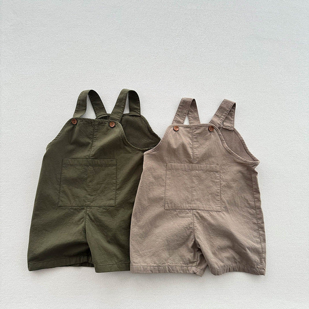 MyKids-USA® Arrival Summer Baby Kids Solid Color Cotton Overalls