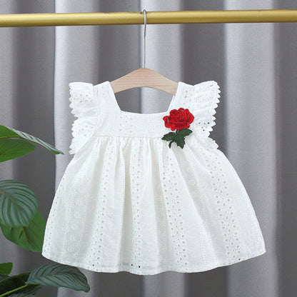 MyKids-USA® Baby Kids Girls Hollow Out Flowers Pattern Fly Sleeves Square Neck Princess Dress