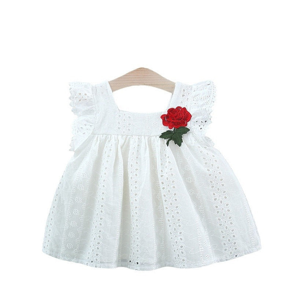MyKids-USA® Baby Kids Girls Hollow Out Flowers Pattern Fly Sleeves Square Neck Princess Dress
