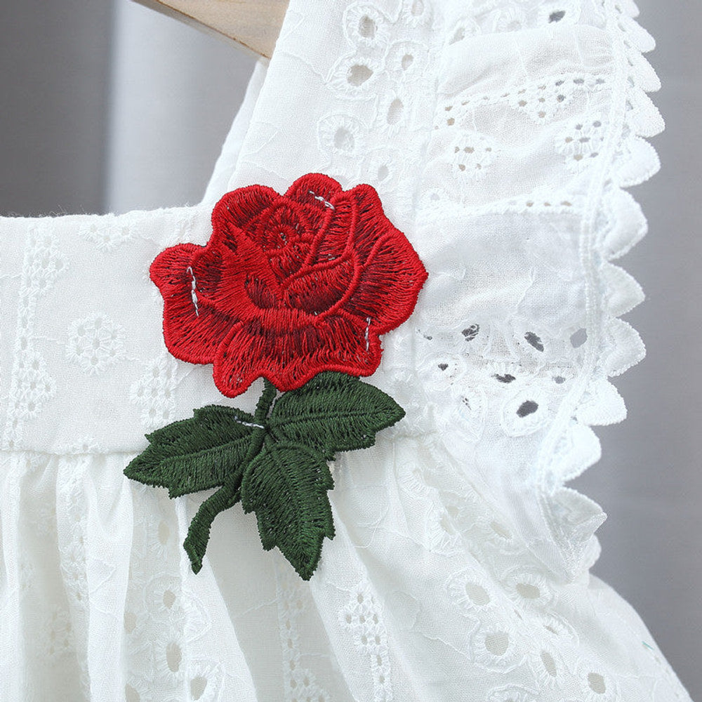 MyKids-USA® Baby Kids Girls Hollow Out Flowers Pattern Fly Sleeves Square Neck Princess Dress