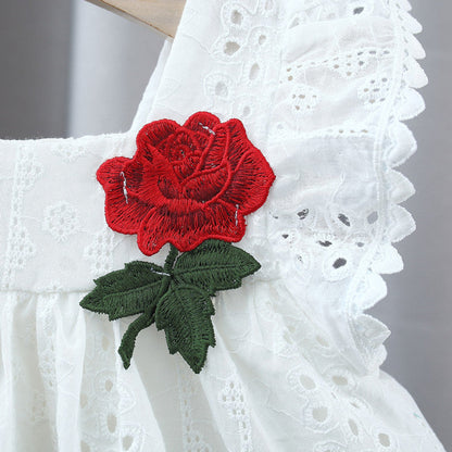 MyKids-USA® Baby Kids Girls Hollow Out Flowers Pattern Fly Sleeves Square Neck Princess Dress