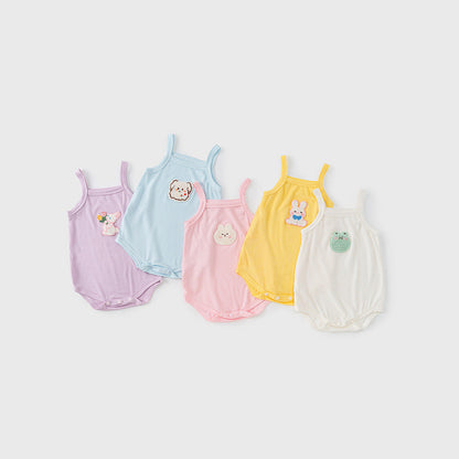 MyKids-USA® Baby Kids Girls Cartoon Embroidery Sleeveless Strap bodysuit