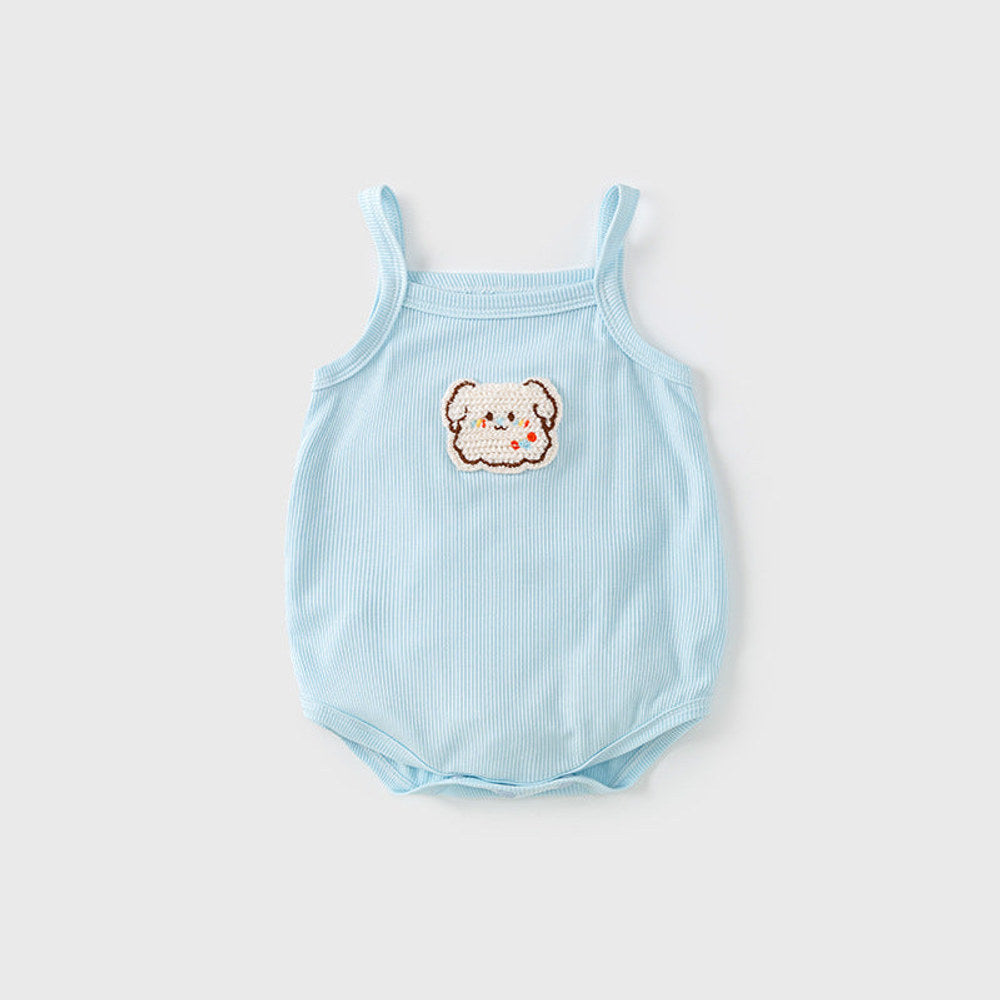 MyKids-USA® Baby Kids Girls Cartoon Embroidery Sleeveless Strap bodysuit