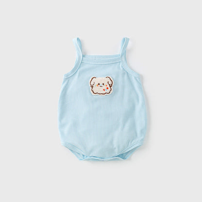 MyKids-USA® Baby Kids Girls Cartoon Embroidery Sleeveless Strap bodysuit