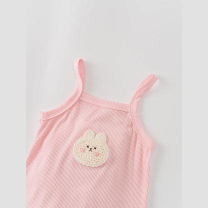 MyKids-USA® Baby Kids Girls Cartoon Embroidery Sleeveless Strap bodysuit