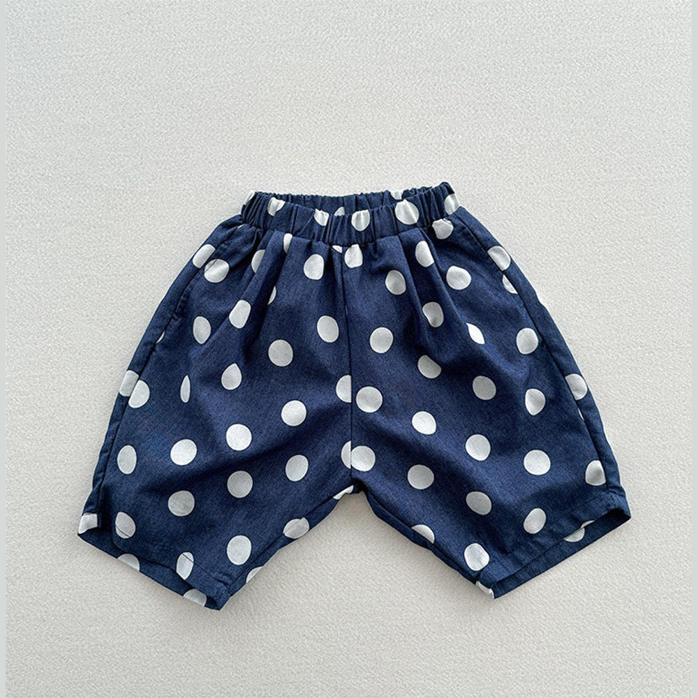 MyKids-USA® Casual Unisex Blue Denim Polka Dots Thin Shorts