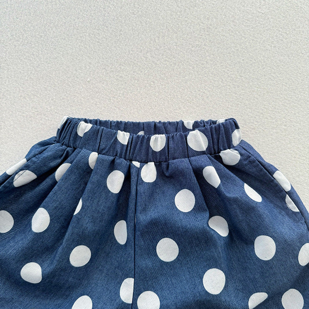 MyKids-USA® Casual Unisex Blue Denim Polka Dots Thin Shorts