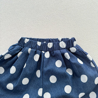 MyKids-USA® Casual Unisex Blue Denim Polka Dots Thin Shorts