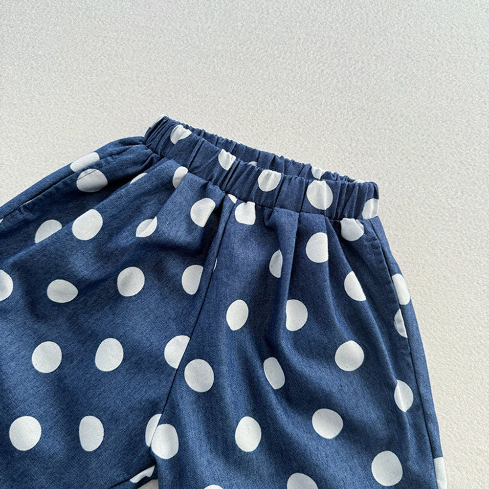 MyKids-USA® Casual Unisex Blue Denim Polka Dots Thin Shorts