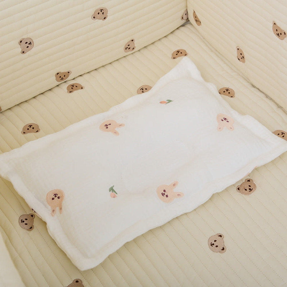 MyKids-USA® Children Molded Pillow, Breathable And Soft Gauze Cotton With Embroidery All-Season Universal Baby Pillow