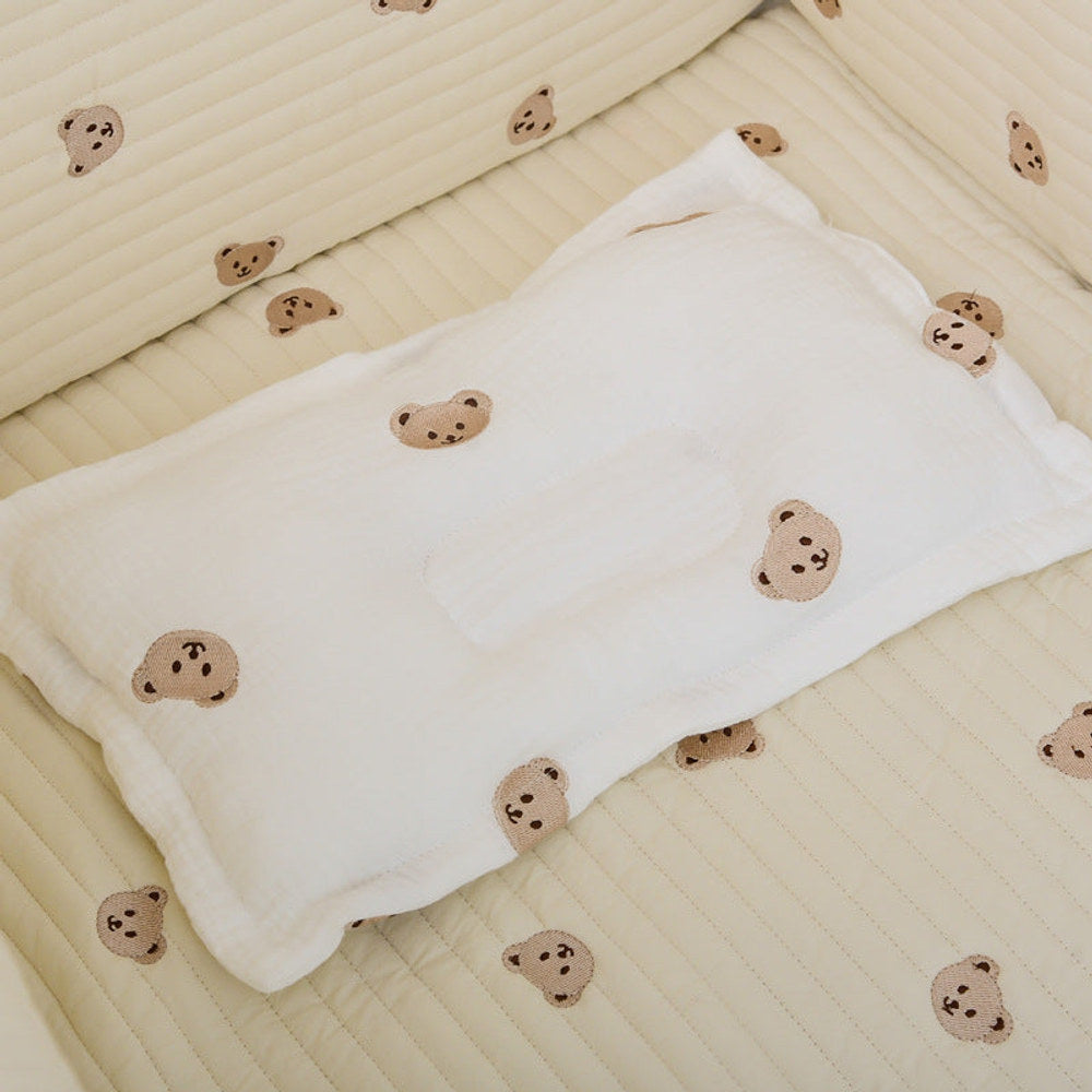 MyKids-USA® Children Molded Pillow, Breathable And Soft Gauze Cotton With Embroidery All-Season Universal Baby Pillow