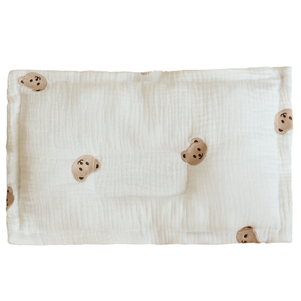 MyKids-USA® Children Molded Pillow, Breathable And Soft Gauze Cotton With Embroidery All-Season Universal Baby Pillow