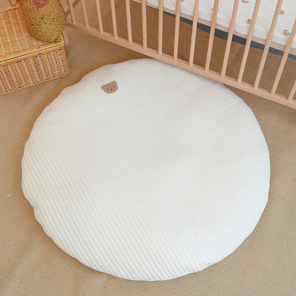 MyKids-USA® Bear Stitched Floor Mat, Embroidered, Round Shape, Detachable And Washable Baby Crawling Mat