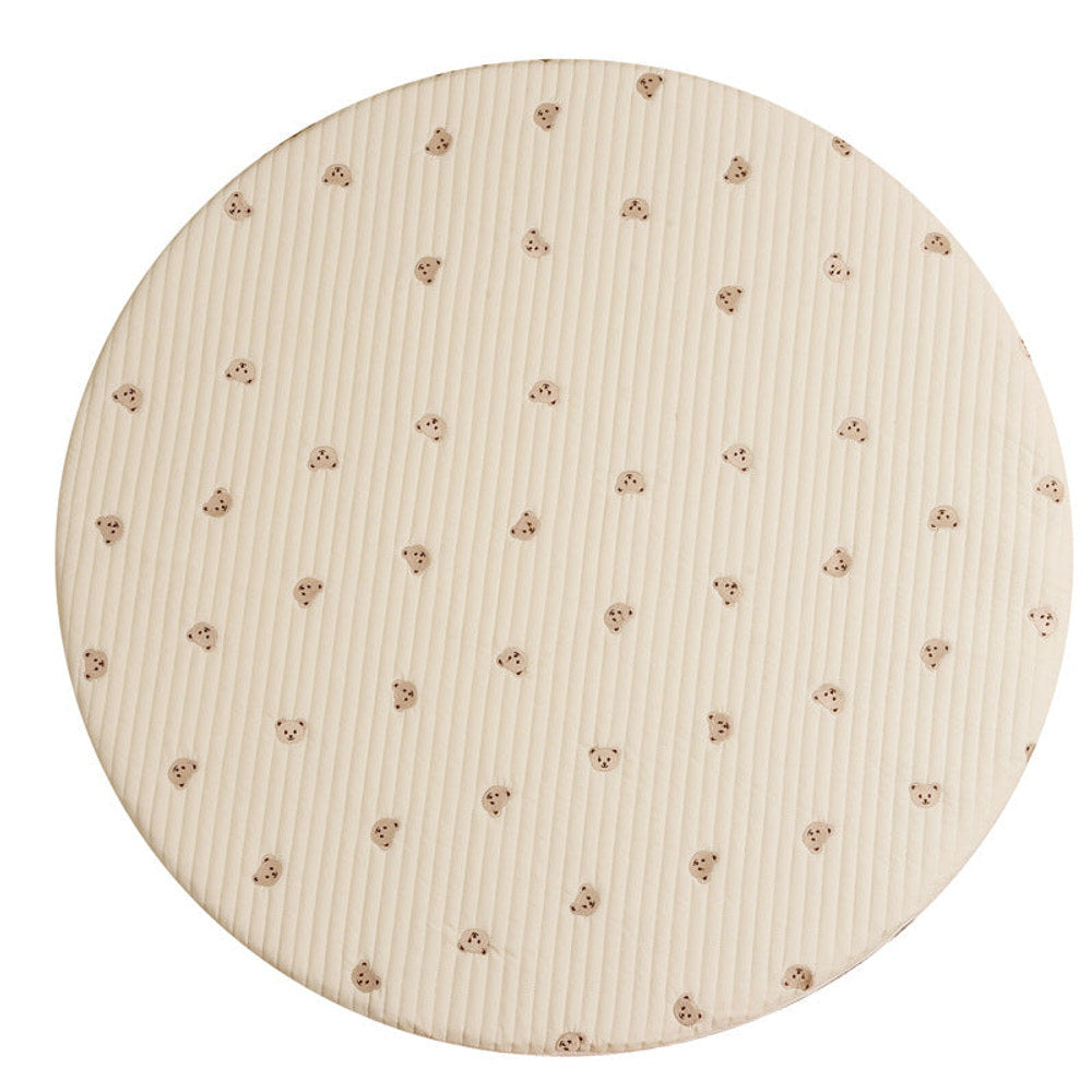 MyKids-USA® Bear Stitched Floor Mat, Embroidered, Round Shape, Detachable And Washable Baby Crawling Mat