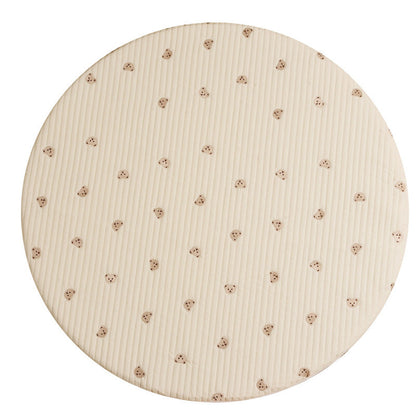 MyKids-USA® Bear Stitched Floor Mat, Embroidered, Round Shape, Detachable And Washable Baby Crawling Mat