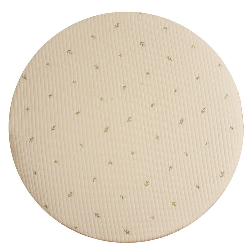 MyKids-USA® Bear Stitched Floor Mat, Embroidered, Round Shape, Detachable And Washable Baby Crawling Mat