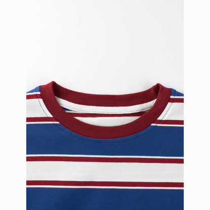 MyKids-USA® Children Boys And Girls’ Vintage Striped Loose Short Sleeves T-Shirt In European And American Style For