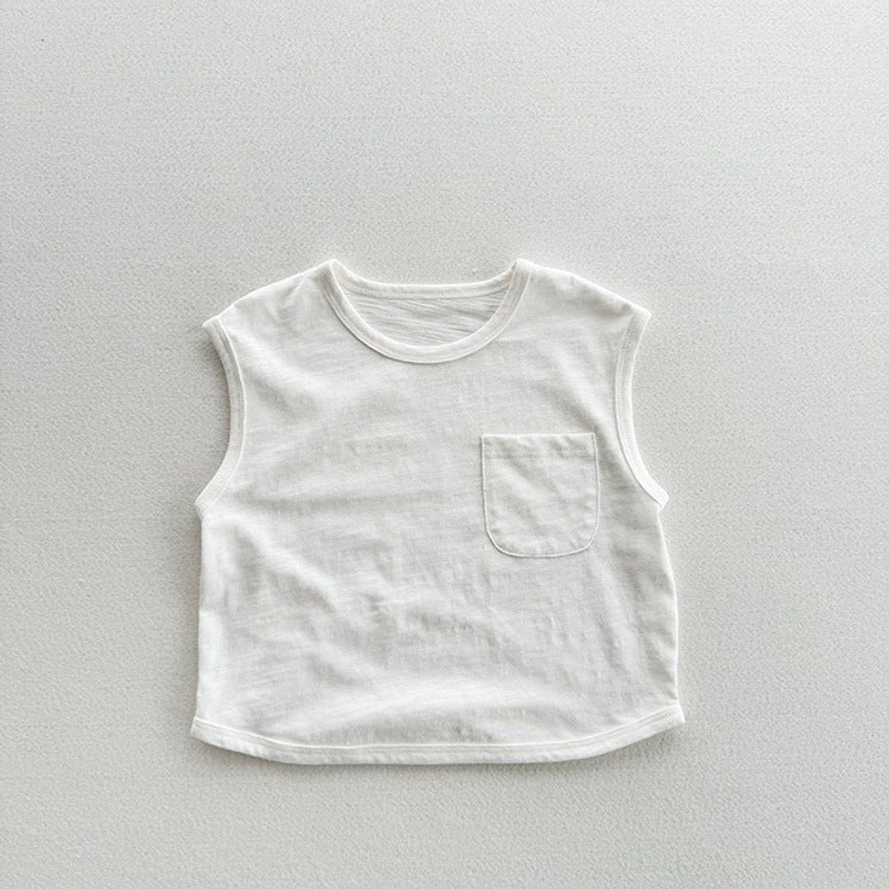 MyKids-USA® Refreshing Sleeveless Children’s Vest, Unisex Baby Bamboo Cotton Casual Pocketed Top